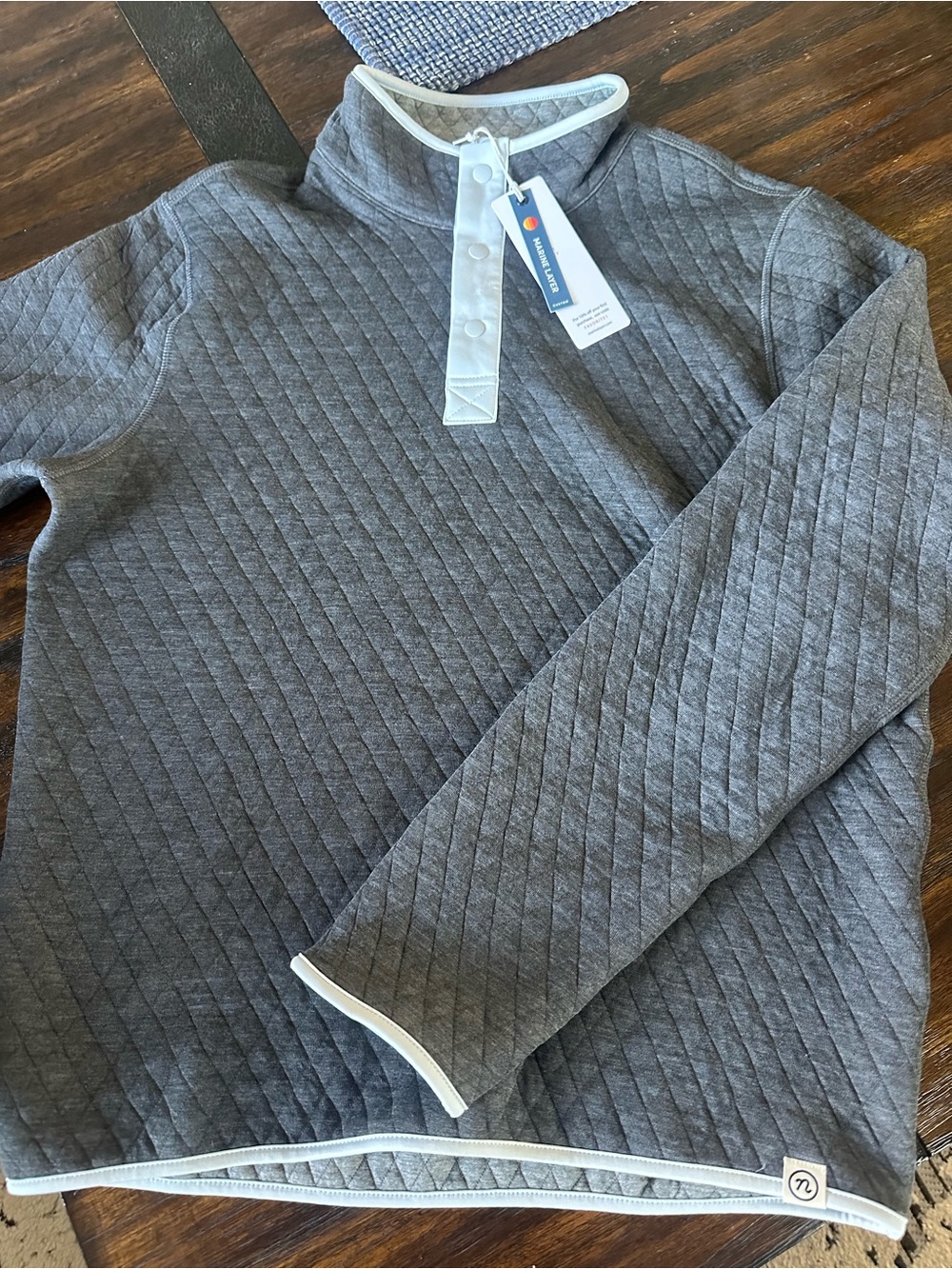 Marine Layer- Gray Pullover Sweater with trim